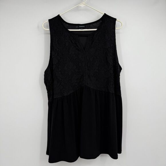 Torrid Black Lace Blouse Babydoll Top 2X Gothic Emo Punk Fairy Y2K Style - Picture 1 of 11